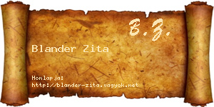 Blander Zita névjegykártya
